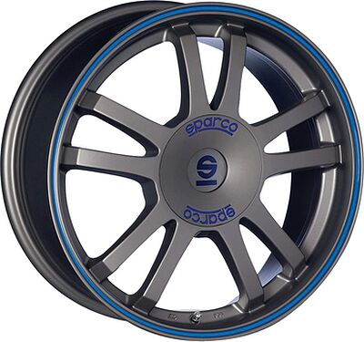 Sparco Rally 7x17 4x108 ET 25 Dia 73.1 Matt Silver Tech blue lip