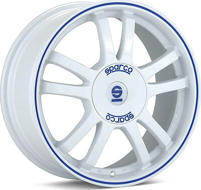 Sparco Rally 7x16 4x100 ET 37 Dia 63.3 WHITE BLUE LIP