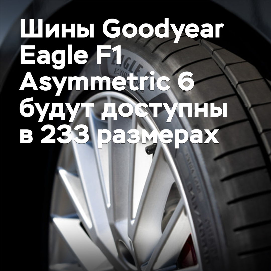 Reifen von Goodyear Eagle F1 Asymmetric 6 werden in 233 Größen verfügbar sein